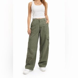 Aéropostale Utility Cargo Pants Small Green Y2K Mid Rise Straight Leg Relaxed